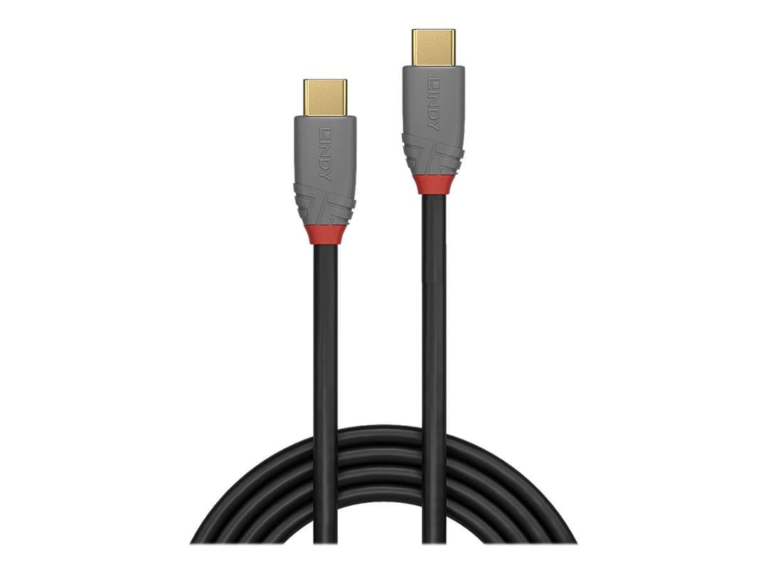 Lindy Anthra Line 1.5m USB 3.2 USB-C to C Cable 20Gbps 4K60 100W PD Black - Image 1