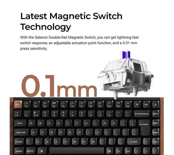 Keychron K2 HE Special Edition 75% Wireless Mechanical Keyboard UK ISO Layout Black - Image 3