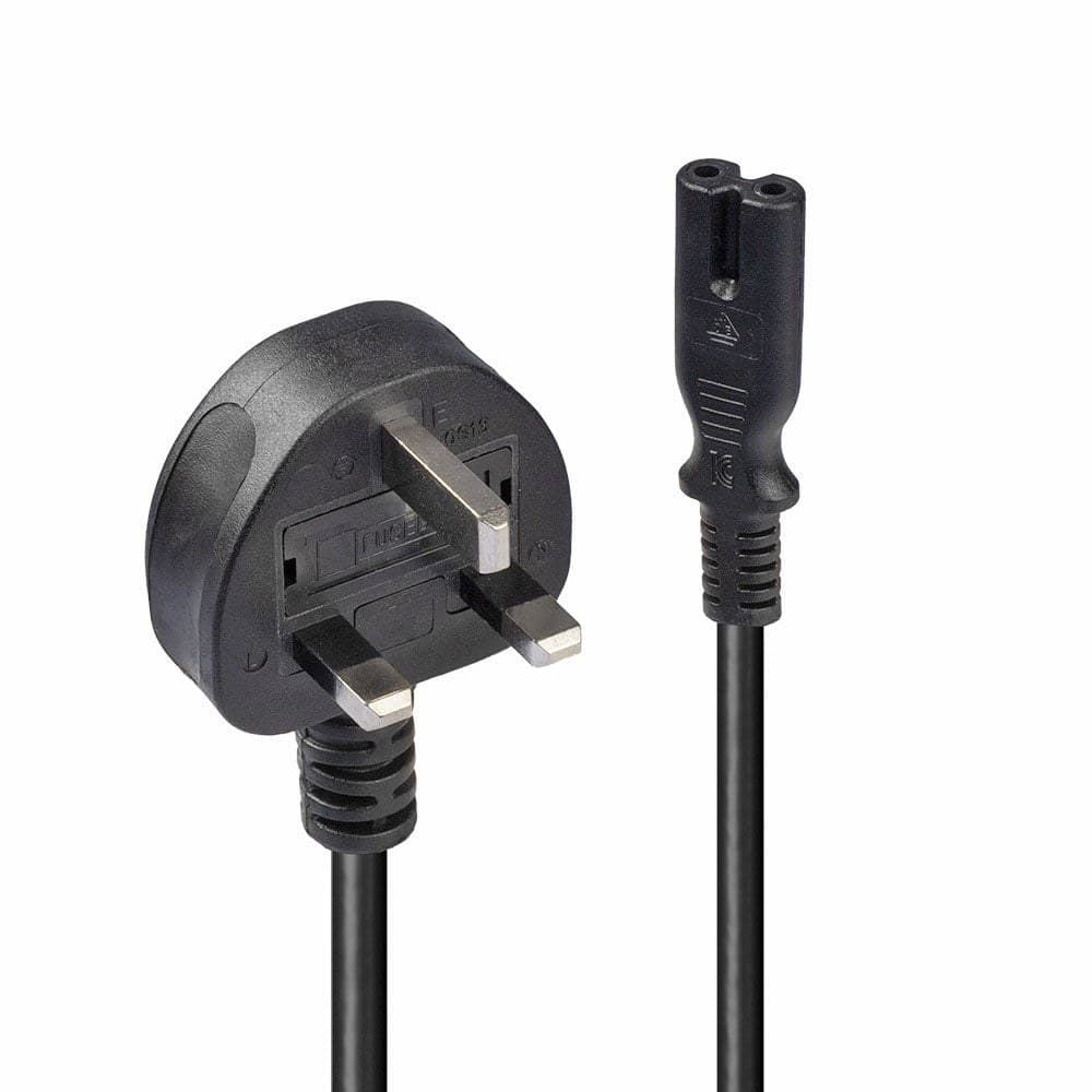 Lindy 1m UK 3 Pin Plug To IEC C7 Mains Power Cable, Black - Image 1