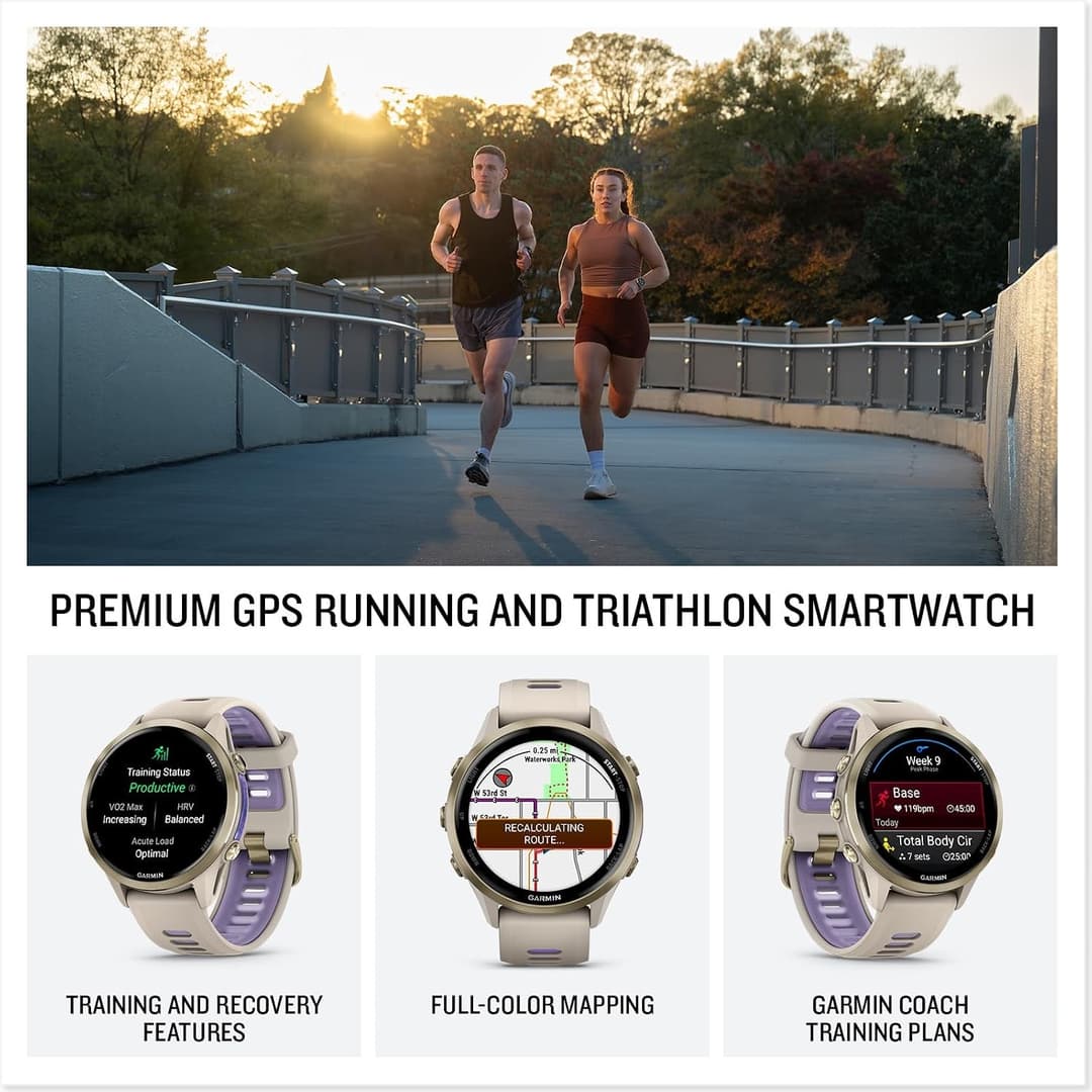 Garmin Forerunner 970 47mm Premium GPS Running & Triathlon Smartwatch AMOLED Sapphire - Soft Gold - Image 2