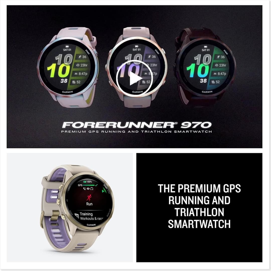 Garmin Forerunner 970 47mm Premium GPS Running & Triathlon Smartwatch AMOLED Sapphire - Soft Gold - Image 8