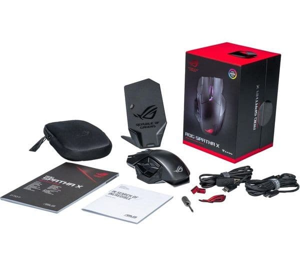 ASUS ROG Spatha X RGB Wireless Optical Gaming Mouse - 19000 DPI, 12 Programmable Buttons, Charging Dock - Image 8