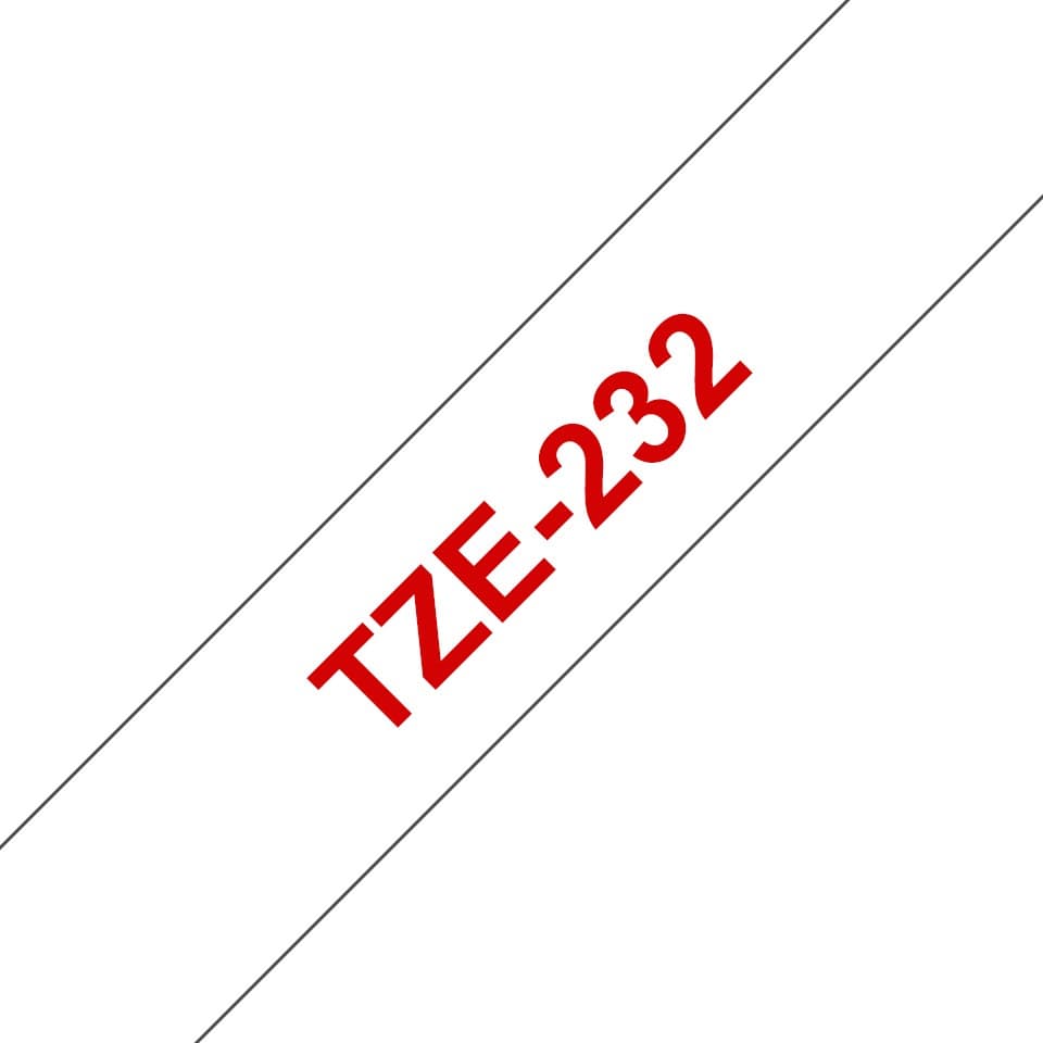 Brother TZE-232 label-making tape Red on white - Image 1