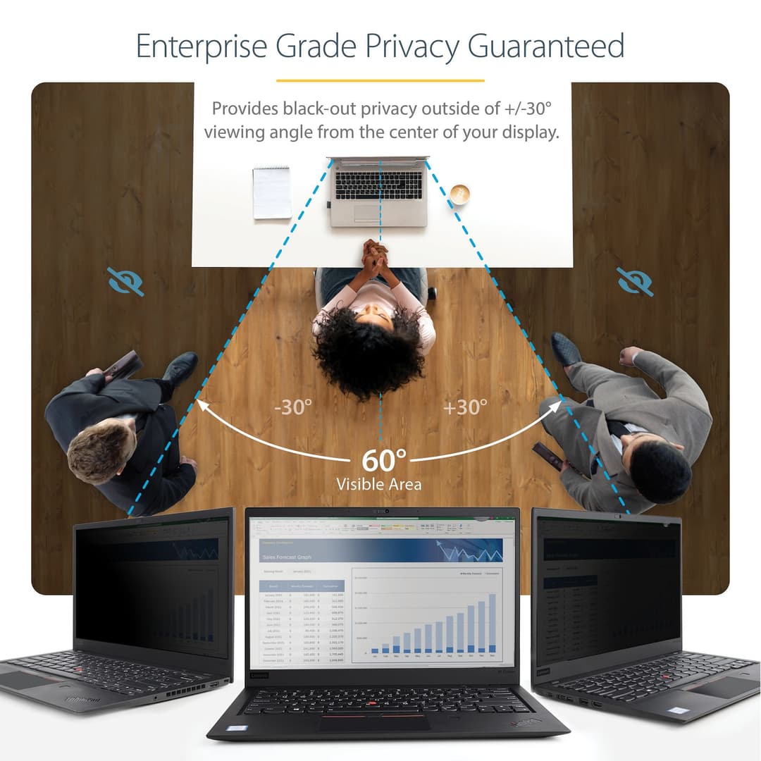 StarTech.com Laptop Privacy Screen for 16:9 Displays, Anti-Glare Filter with 51% Blue Light Reduction, Reversible Matte/Glossy - 17.3-inch - Image 2