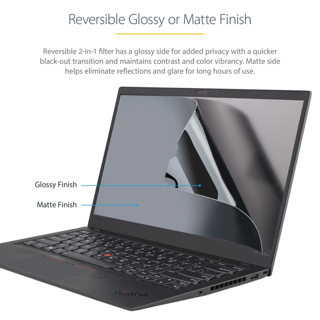StarTech.com Laptop Privacy Screen for 16:9 Displays, Anti-Glare Filter with 51% Blue Light Reduction, Reversible Matte/Glossy - 17.3-inch - Image 3