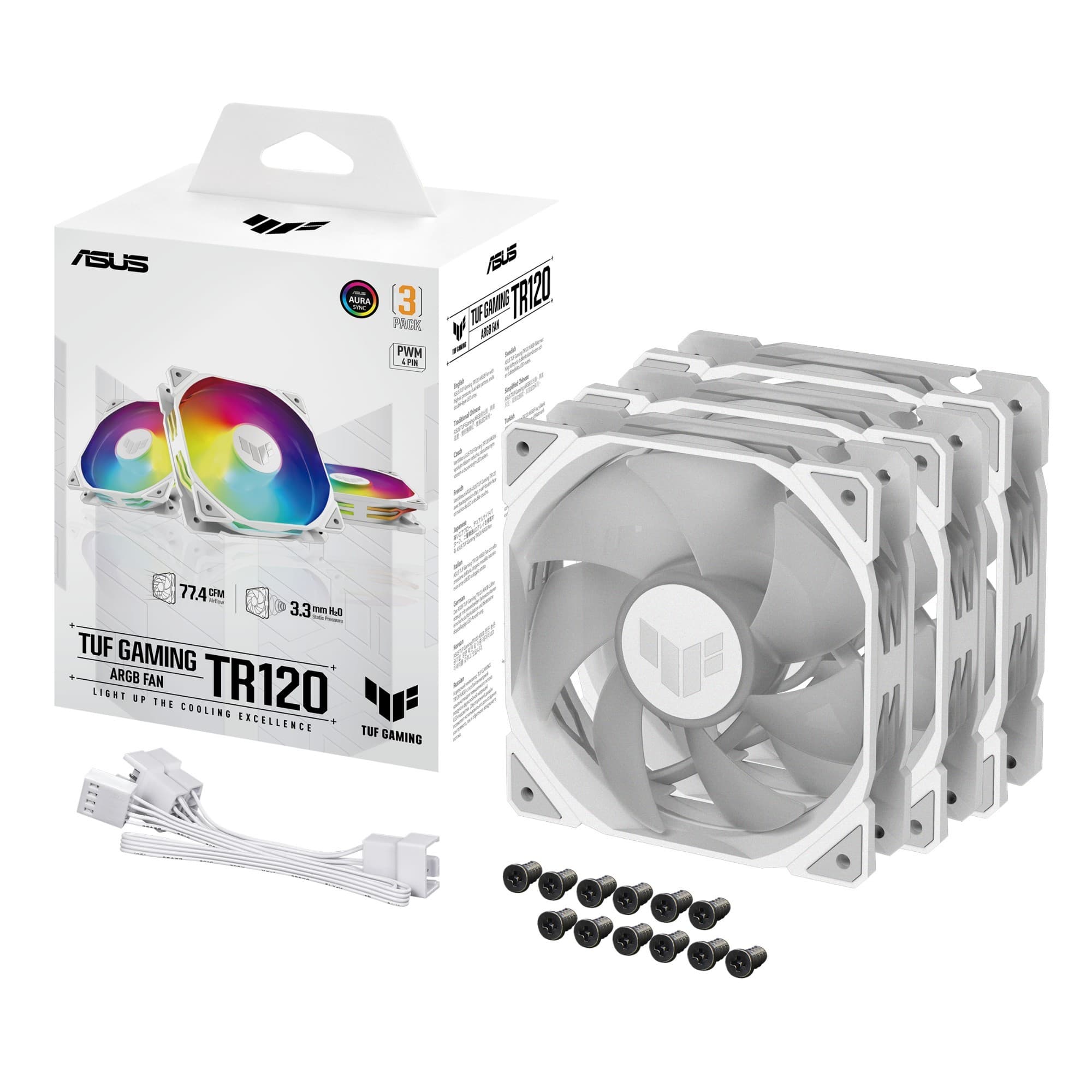 ASUS TUF Gaming TR120 ARGB 120mm PWM Case Fan White - 3-Pack