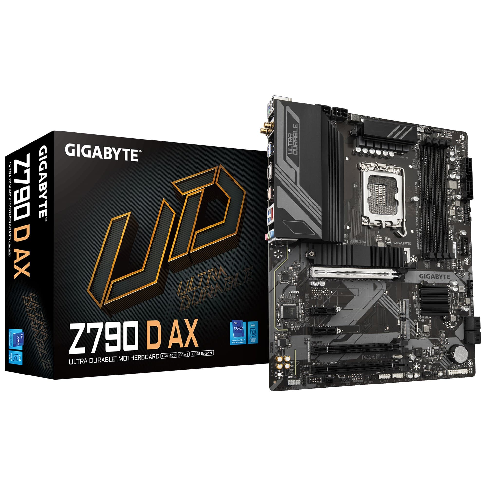 Gigabyte Z790 D AX ATX Motherboard - Intel LGA 1700 Socket, Supports Intel Core 14th/13th/12th Gen CPUs, 12+1+1 Phases Digital VRM, up to 7600MHz DDR5 (OC), 3xPCIe 4.0 M.2, Wi-Fi 6E, 2.5GbE LAN, USB 3.2 Gen 2
