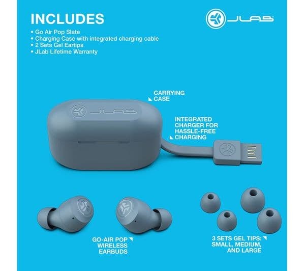 JLab GO Air POP True Wireless Bluetooth Earbuds - Slate - Image 7