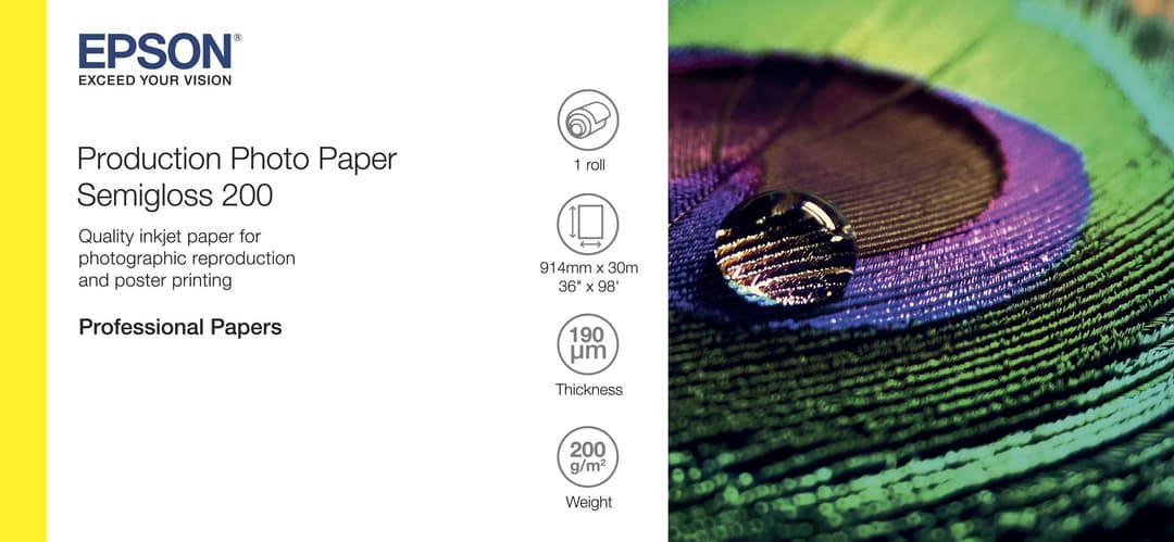 Epson Production Photo Paper Semigloss 200gsm Roll - C13S450377 - 36" x 30m - Image 1