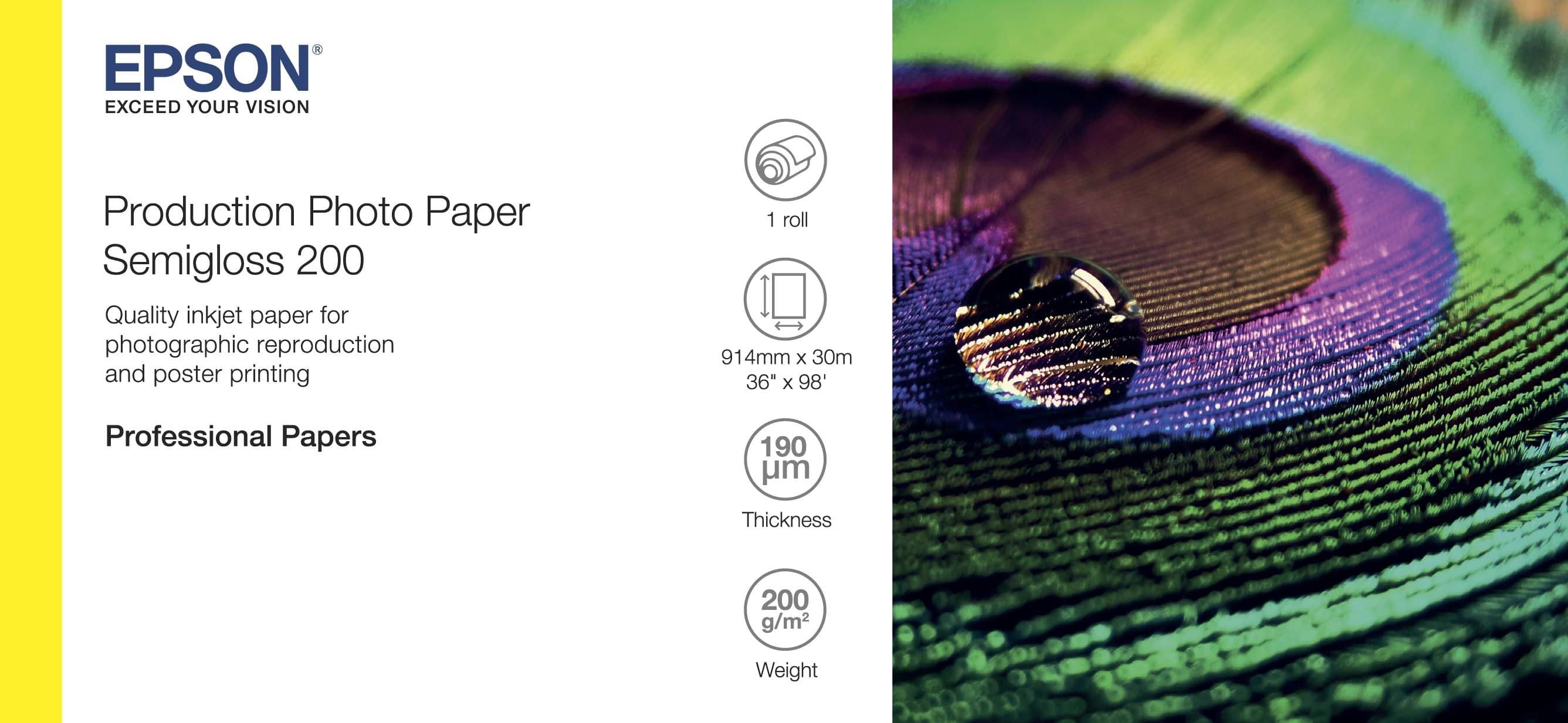 Epson Production Photo Paper Semigloss 200gsm Roll - C13S450377 - 36" x 30m