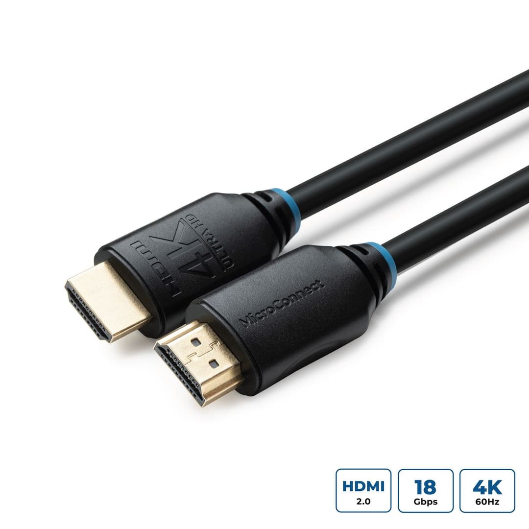 MicroConnect MC-HDM19191V2.0 HDMI 2.0 Cable 4K 60Hz 18Gbps, 1m, Black - Image 1