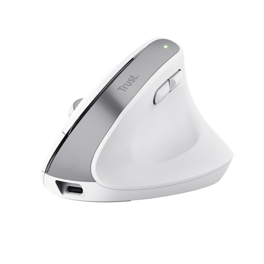 Trust Bayo+ Multidevice Ergonomic Vertical mouse Office Right-hand RF Wireless + Bluetooth Rechargeable Optical 2400 DPI White - Image 2