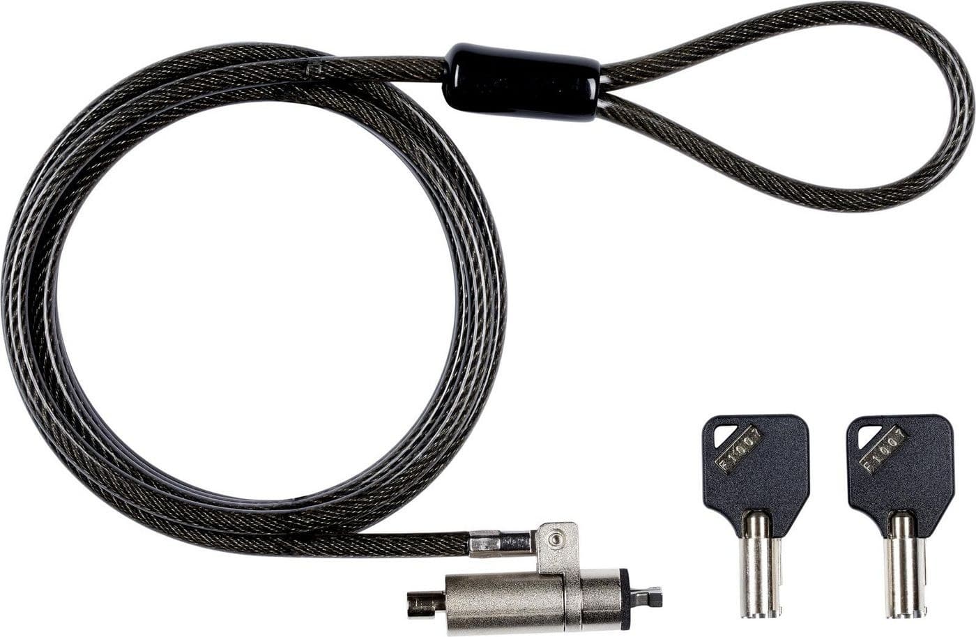 eSTUFF Security Cable Lock 4.5 mm x 1.8 m Carbon Steel, Black - Wedge Slot, Keys