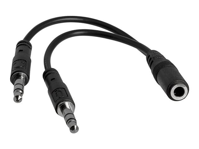 StarTech MUYHSFMM 3.5mm 4-Position to 2x 3-Position Headset Splitter Adapter F/M Black - Image 1