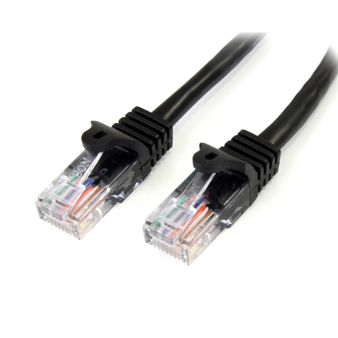 StarTech.com Cat5e Patch Cable with Snagless RJ45 Connectors - 1m, Black - Image 1