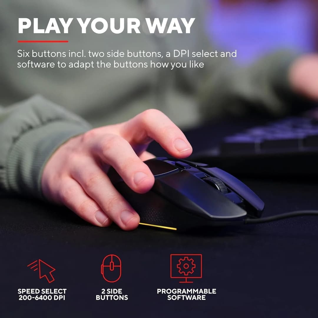 Trust Gaming GXT 790 Tridox 3 In 1 Gaming PC Bundle Headset Mouse Mouse Mat Black - Image 5