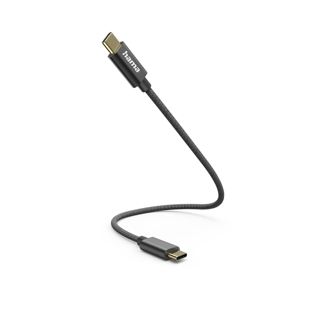 Hama USB-C to USB-C Charging Cable, 0.2 m, Black - Image 1