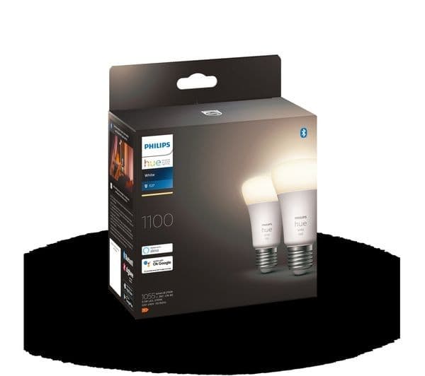 PHILIPS HUE White Smart LED Bulb with Bluetooth - E27, 1100 Lumen, Twin Pack - Image 2