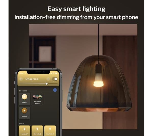 PHILIPS HUE White Smart LED Bulb with Bluetooth - E27, 1100 Lumen, Twin Pack - Image 5