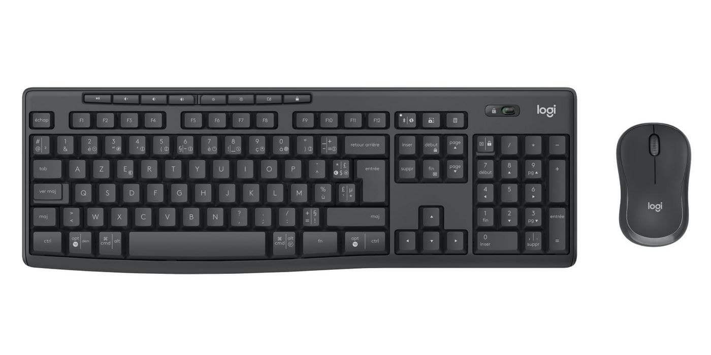Logitech MK370 Combo for Business Wireless + Bluetooth Keyboard & Mouse Set - AZERTY French Layout, Graphite - 920-012066