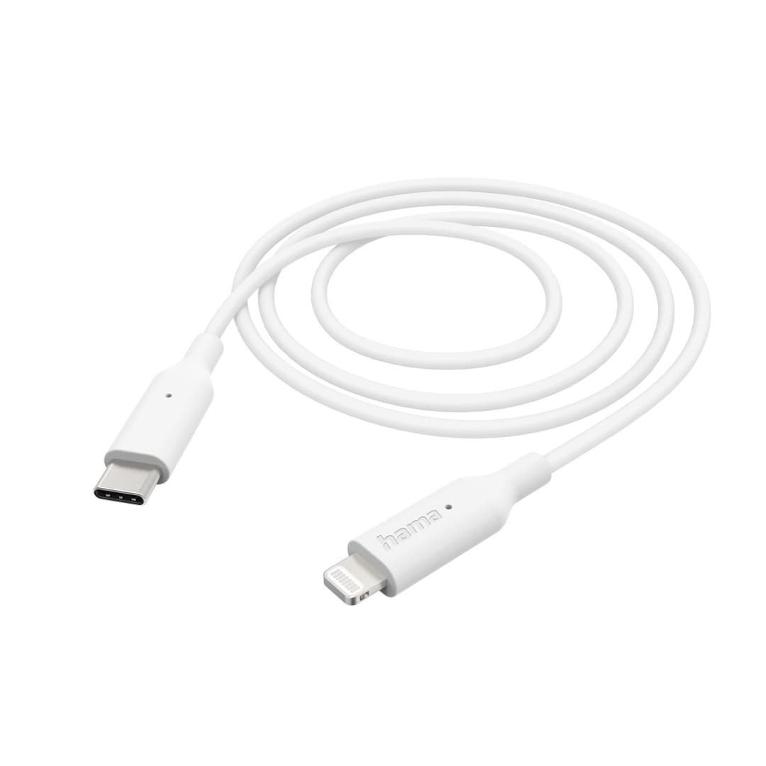 Hama USB-C to Lightning Cable USB 2.0 1 m (00201598) - White - Image 1