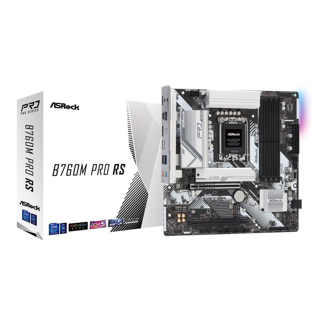 Asrock B760M PRO RS Intel B760 DDR5 Micro-ATX Socket LGA-1700 Motherboard - Image 1