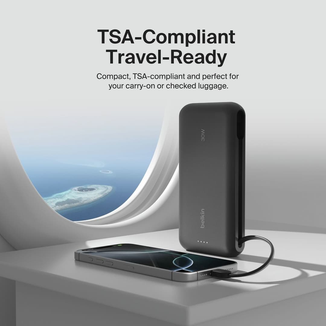 Belkin 30W 20000mAh Power Bank with USB-C Cable - Black - Image 9