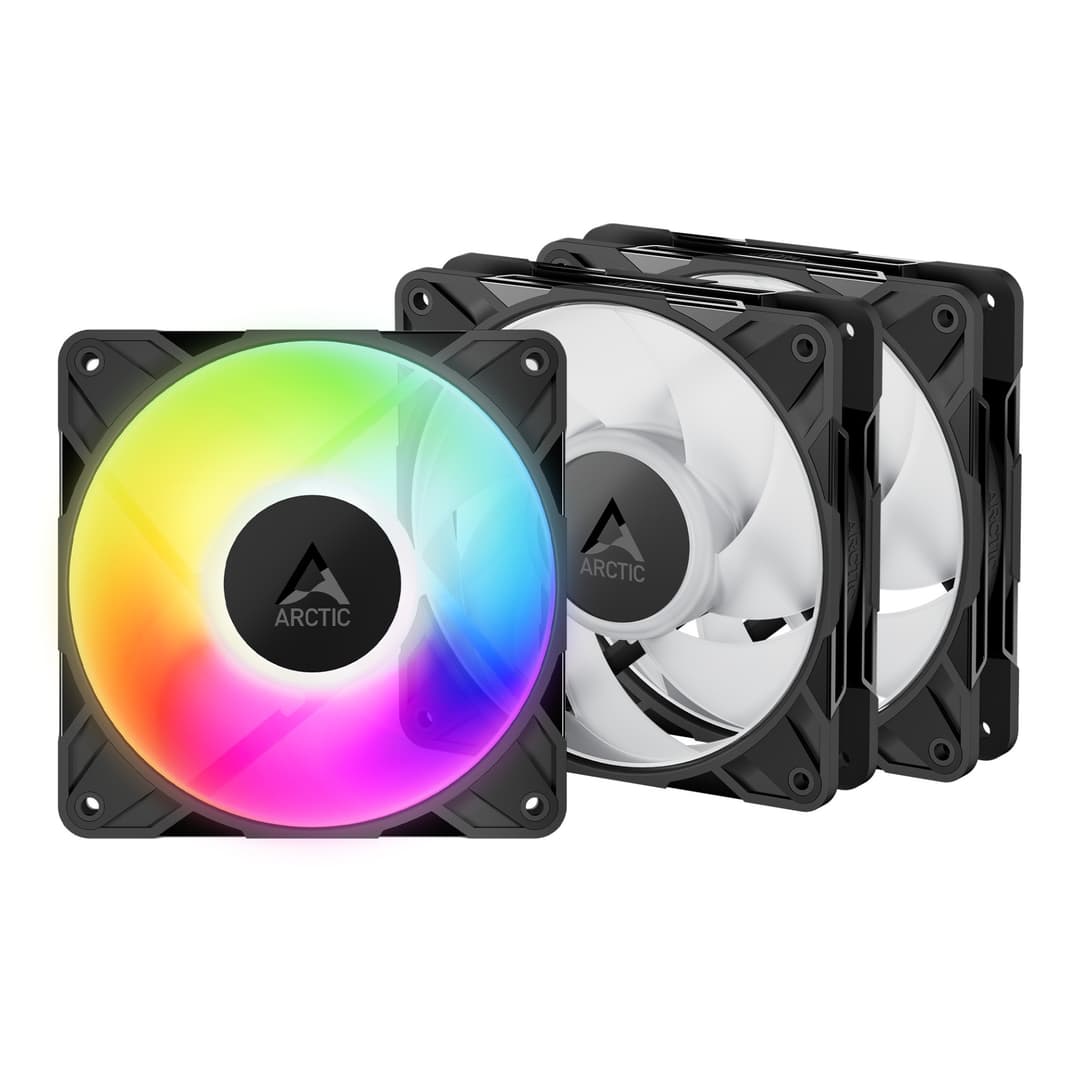 Arctic P12 Pro A-RGB High Static Pressure 120mm PWM Fan - Black Triple Pack - Image 1
