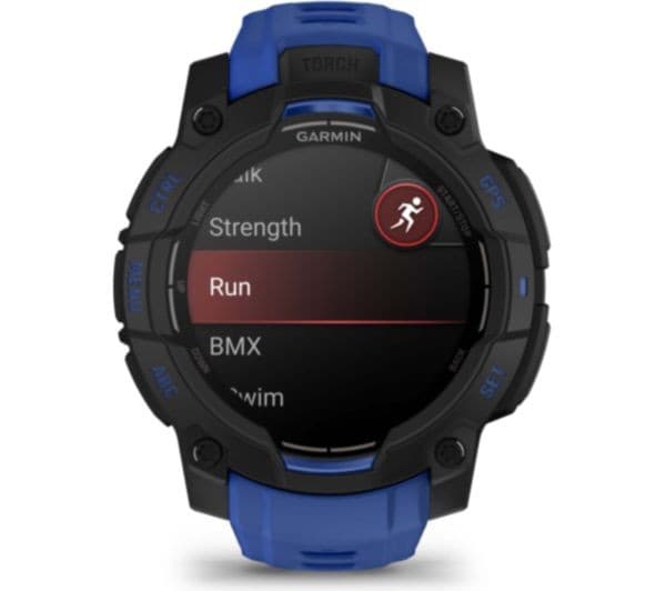 GARMIN Instinct 3 AMOLED Smartwatch 45mm - Black with Bolt Blue Band - Image 3