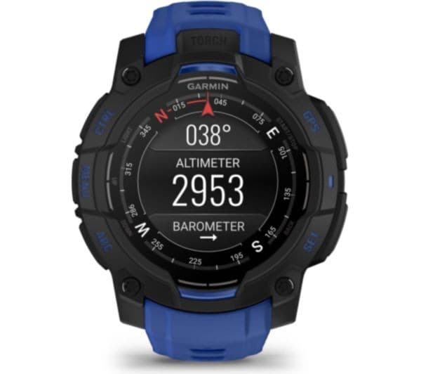 GARMIN Instinct 3 AMOLED Smartwatch 45mm - Black with Bolt Blue Band - Image 6
