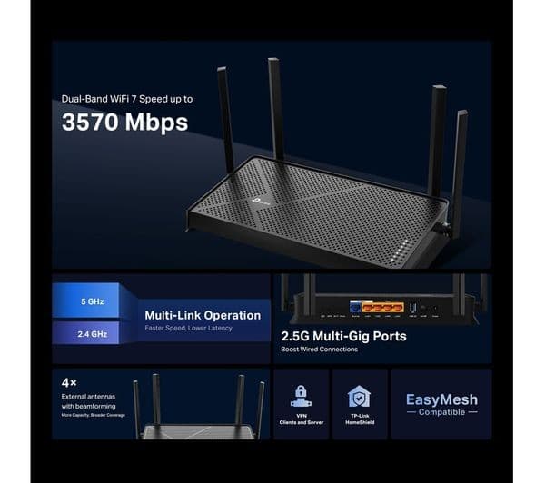 TP-Link Archer BE230 BE3600 Dual-Band Wi-Fi 7 Router - Image 6