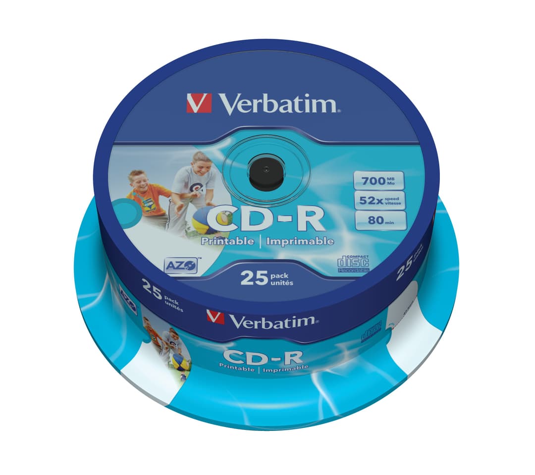 Verbatim CD-R AZO Wide Inkjet Printable 700 MB 52x 25 pc(s) - Image 1
