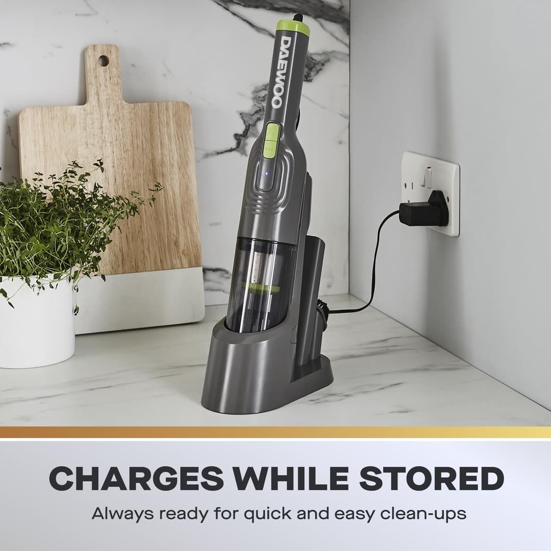 Daewoo Compact Pro FLR00156GE Cordless Handheld Vacuum 11.1V - Grey - Image 4