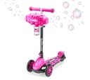XOOTZ Bubble Go Kids' Folding 3 Wheel Kick Scooter with Bubble Machine - Pink thumbnail 1