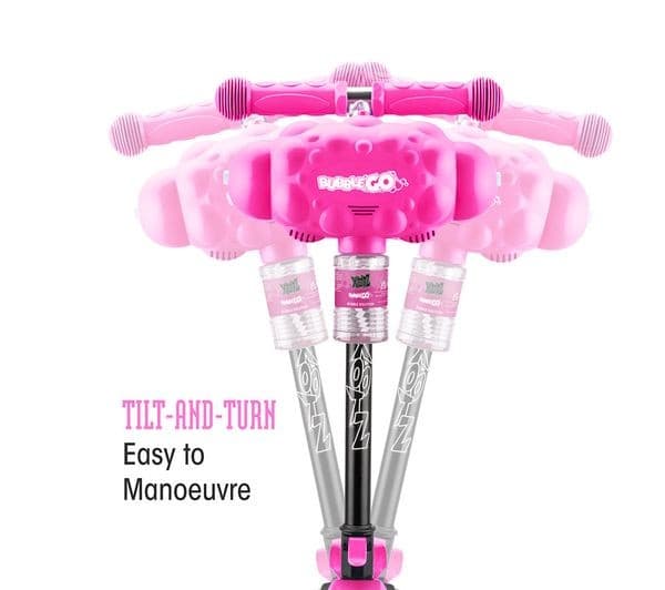 XOOTZ Bubble Go Kids' Folding 3 Wheel Kick Scooter with Bubble Machine - Pink - Image 10