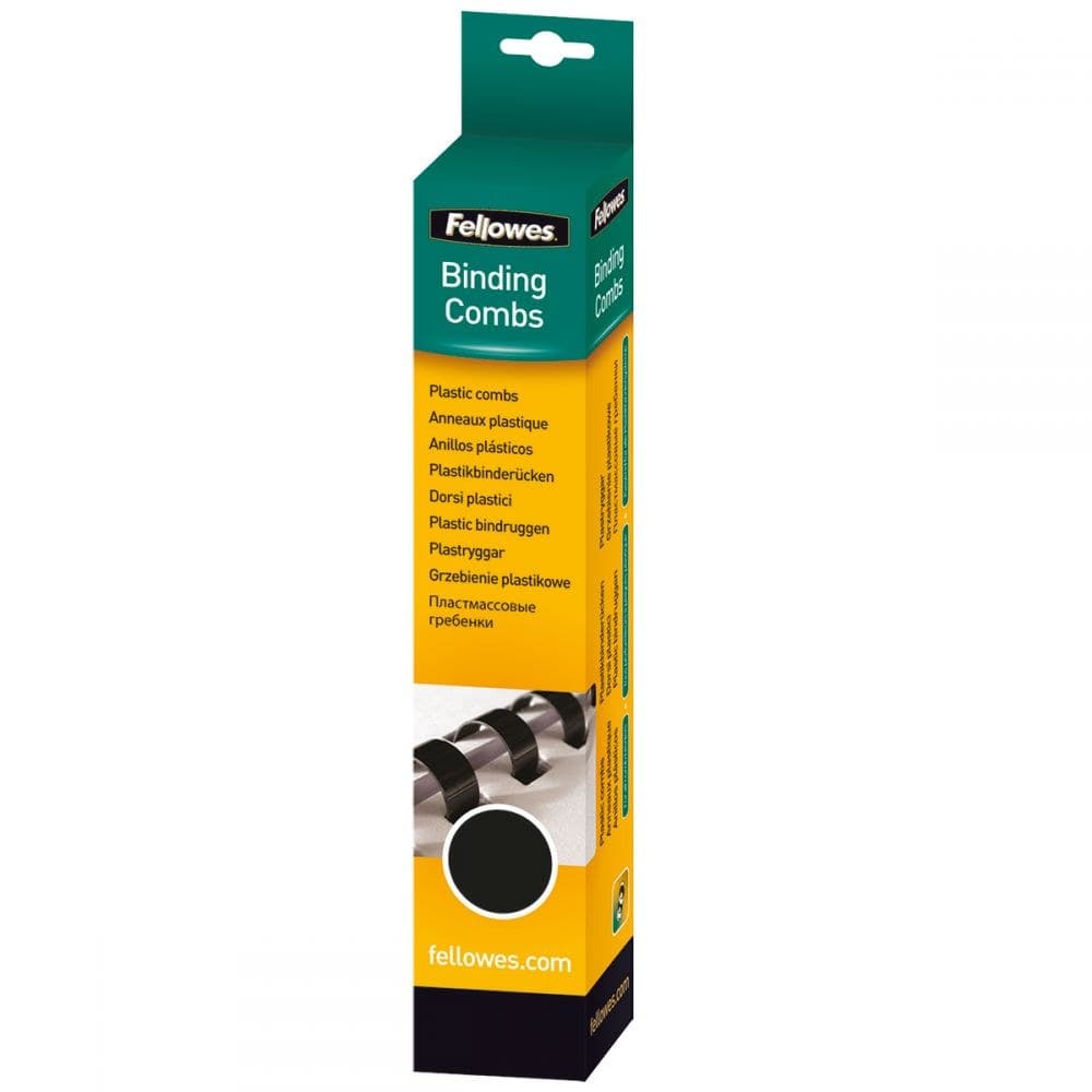 Fellowes 5331102 10mm Black Comb 25pk - Image 1