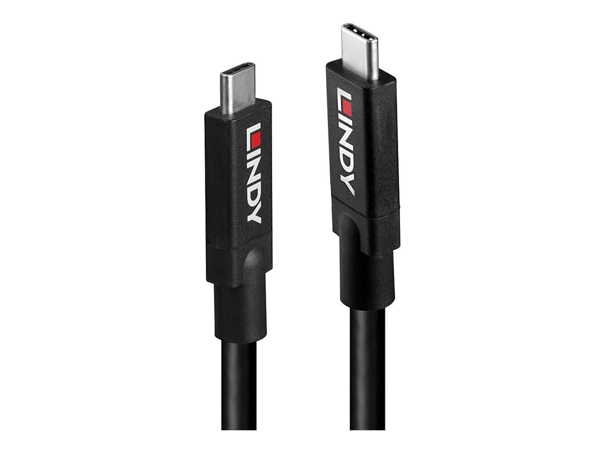 Lindy 43308 5m USB 3.2 Gen 2 Type C Active Cable, 10Gbps, 100W PD, Black