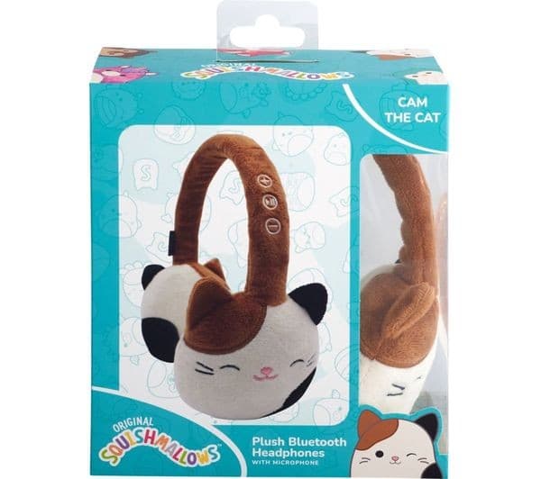 LAZERBUILT Squishmallows Cam the Cat Plush Wireless Bluetooth Headphones - Beige - Image 4