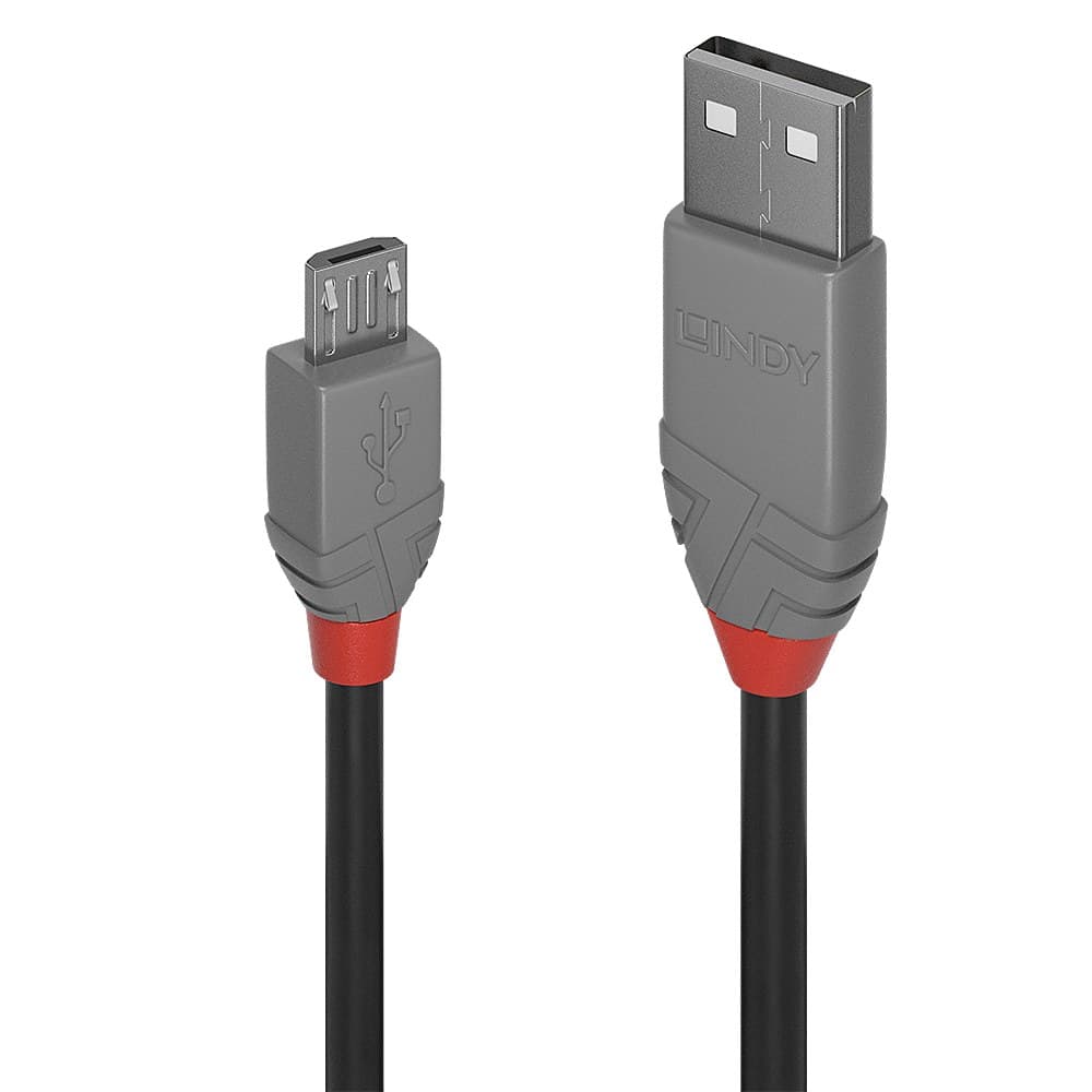 Lindy 1m USB 2.0 Type A to Micro-B Cable, Anthra Line - Image 1