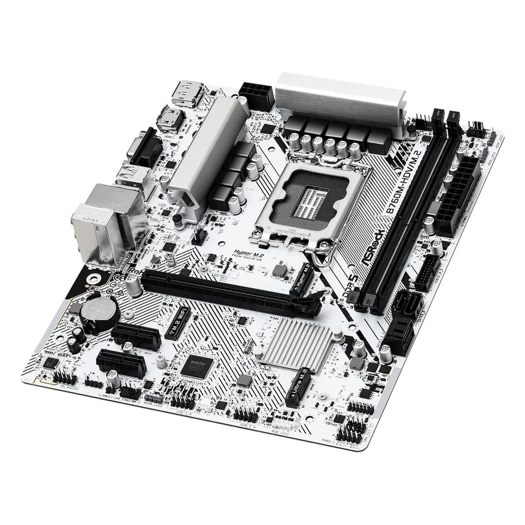 ASRock B760M-HDV/M.2 Intel B760 DDR5 Micro-ATX LGA 1700 Motherboard - White - Image 3