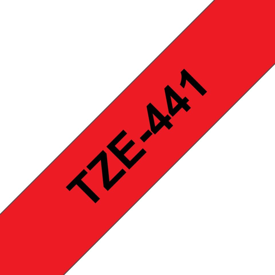 Brother TZe-441 Laminated Label Tape 18mm x 8m Black on Red - Image 1