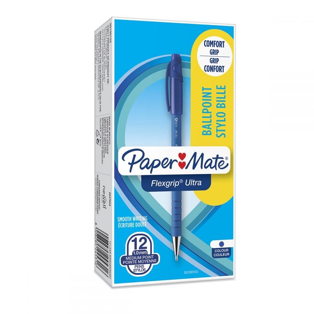 Paper Mate S0190153 Flexgrip Ultra Capped Ball Pen 1mm Blue Ink Box of 12 - Image 1