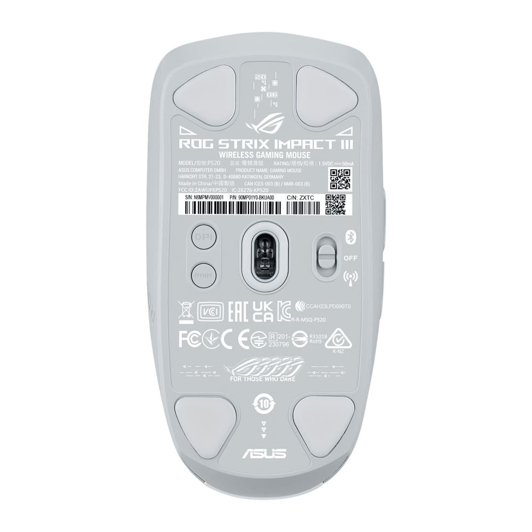 ASUS ROG Strix Impact III Wireless 36000 DPI Gaming Mouse - Moonlight White - Image 7