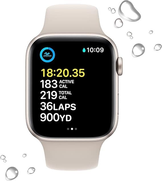 Apple Watch SE 2nd Gen Smartwatch 44mm Starlight Aluminium Starlight Sport Band S/M - Image 1
