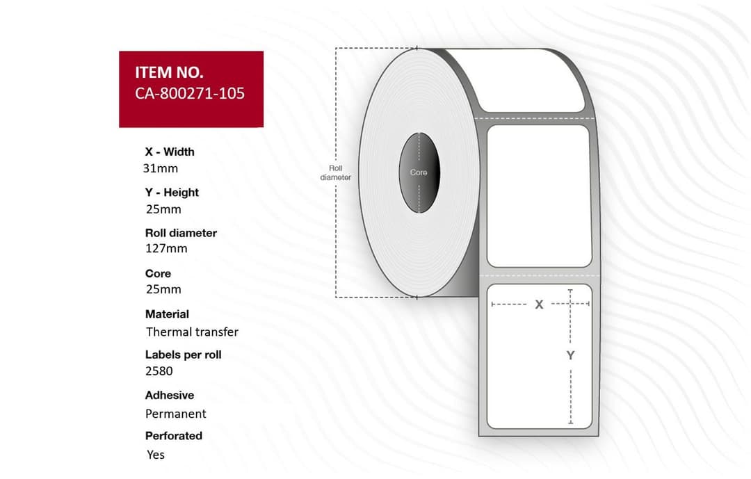 Label 31 x 25mm, Core 25mm, - Image 1