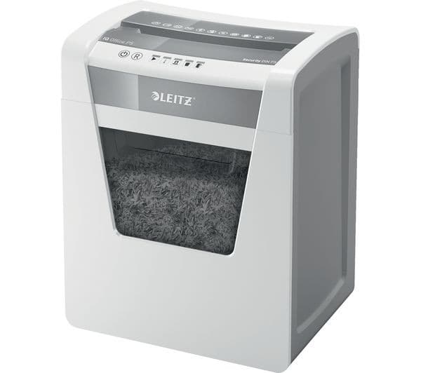 LEITZ IQ Office P5 Micro Cut Paper Shredder - 10 Sheet, 23L Bin, White