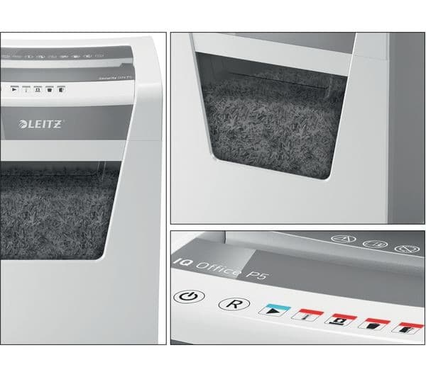LEITZ IQ Office P5 Micro Cut Paper Shredder - 10 Sheet, 23L Bin, White - Image 6