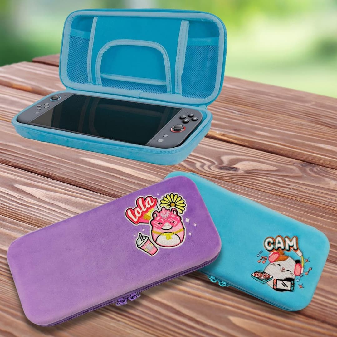 Squishmallows Cam The Cat Plush Travel Case For Nintendo Switch, Switch 2, OLED & Lite - Blue - Image 7