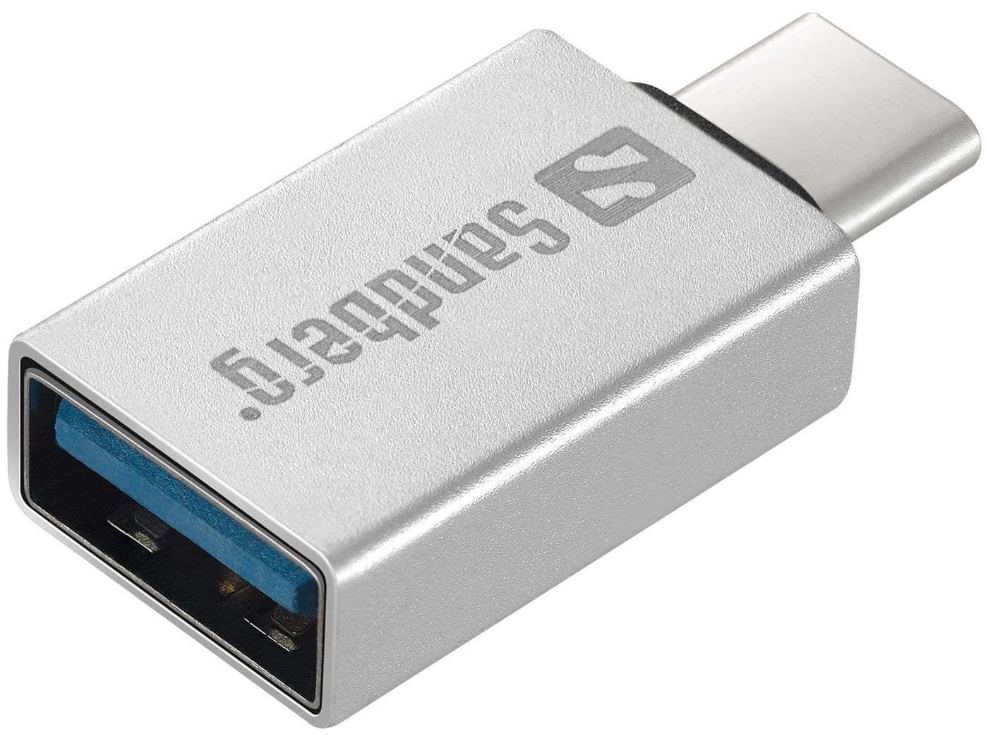 Sandberg USB-C to USB 3.0 Dongle (136-24) - USB-C Male to USB-A 3.0 Female Adapter, Aluminium, Silver