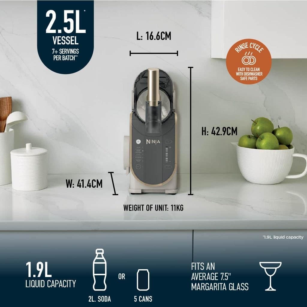 Ninja SLUSHi Frozen Drinks Maker, 1.9L Capacity, FS301UKSTGD - Stone Gold - Image 8